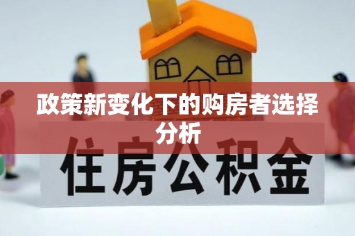 雁峰政策新变化下的购房者选择分析